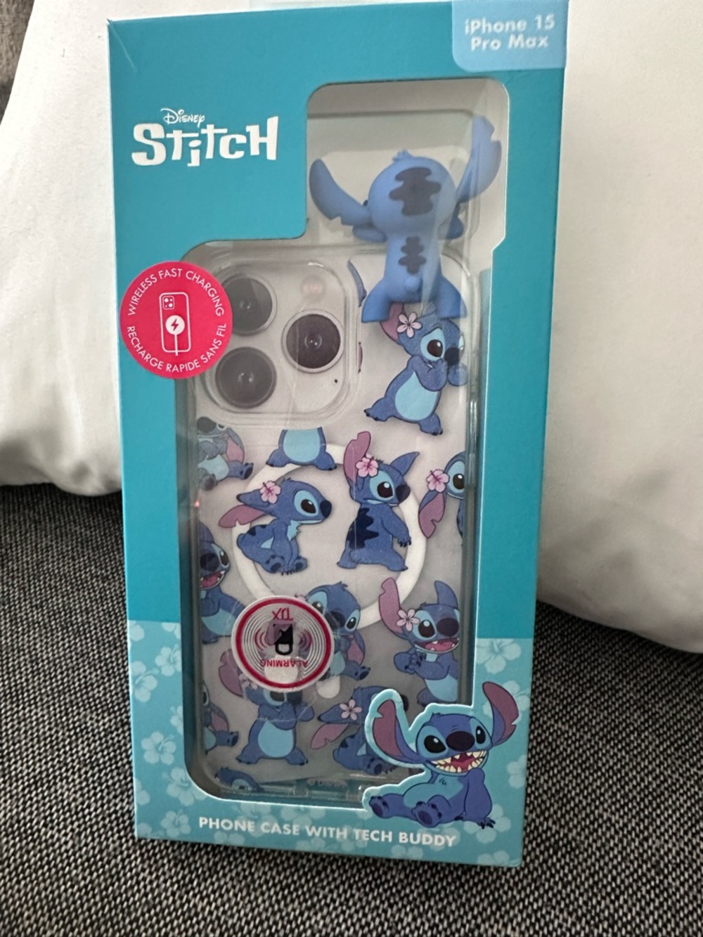 Disney Stitch iPhone 15 Pro Max Phone Case with Tech Buddy